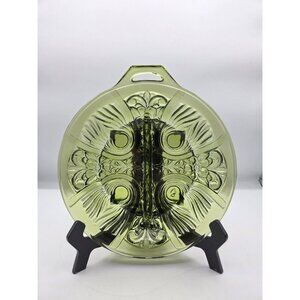 Vintage Indiana Glass Killarney Avocado Green 8" Divided Relish Dish Handle